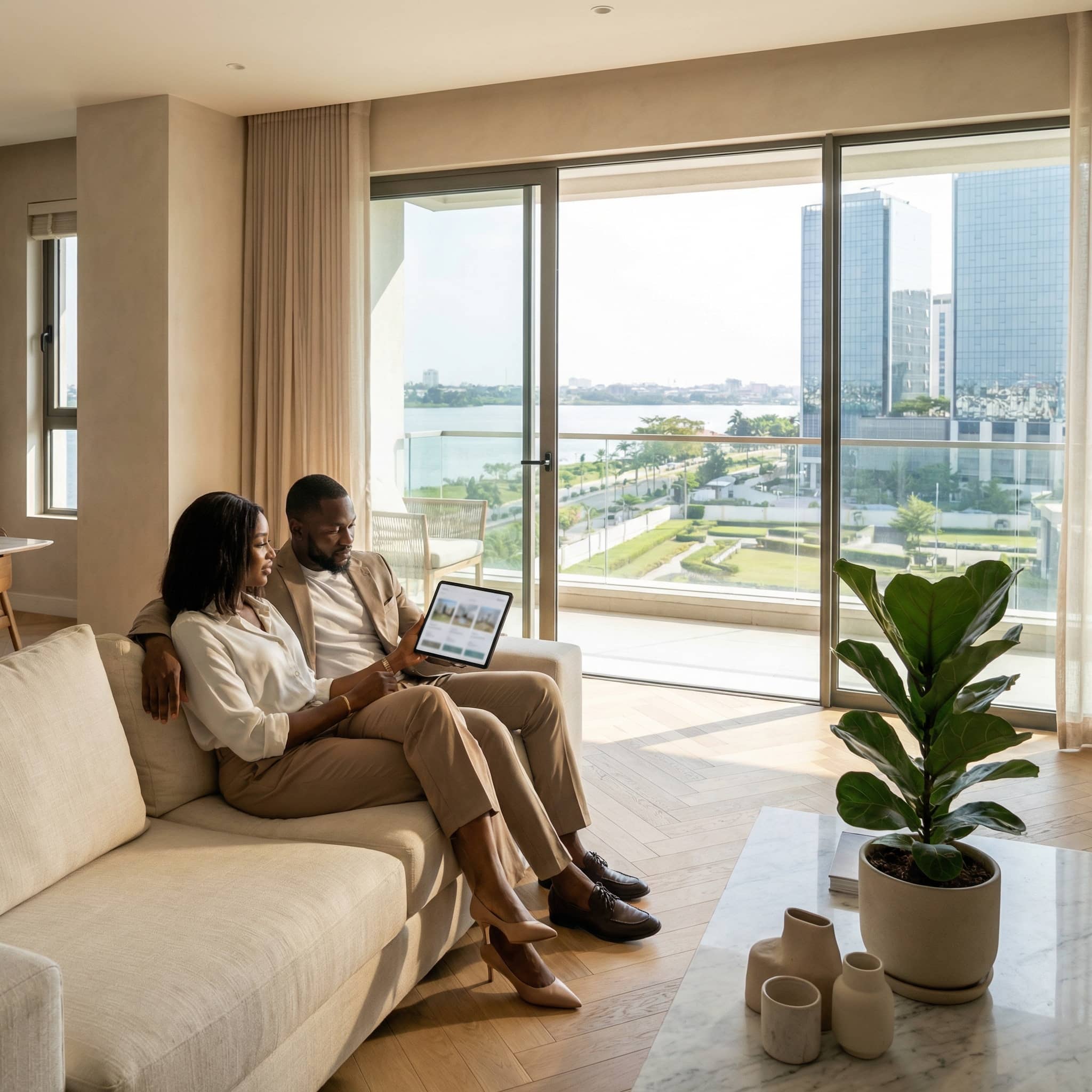High-end property lifestyle with architectural background and natural lighting, reflecting local expertise and professional excellence.