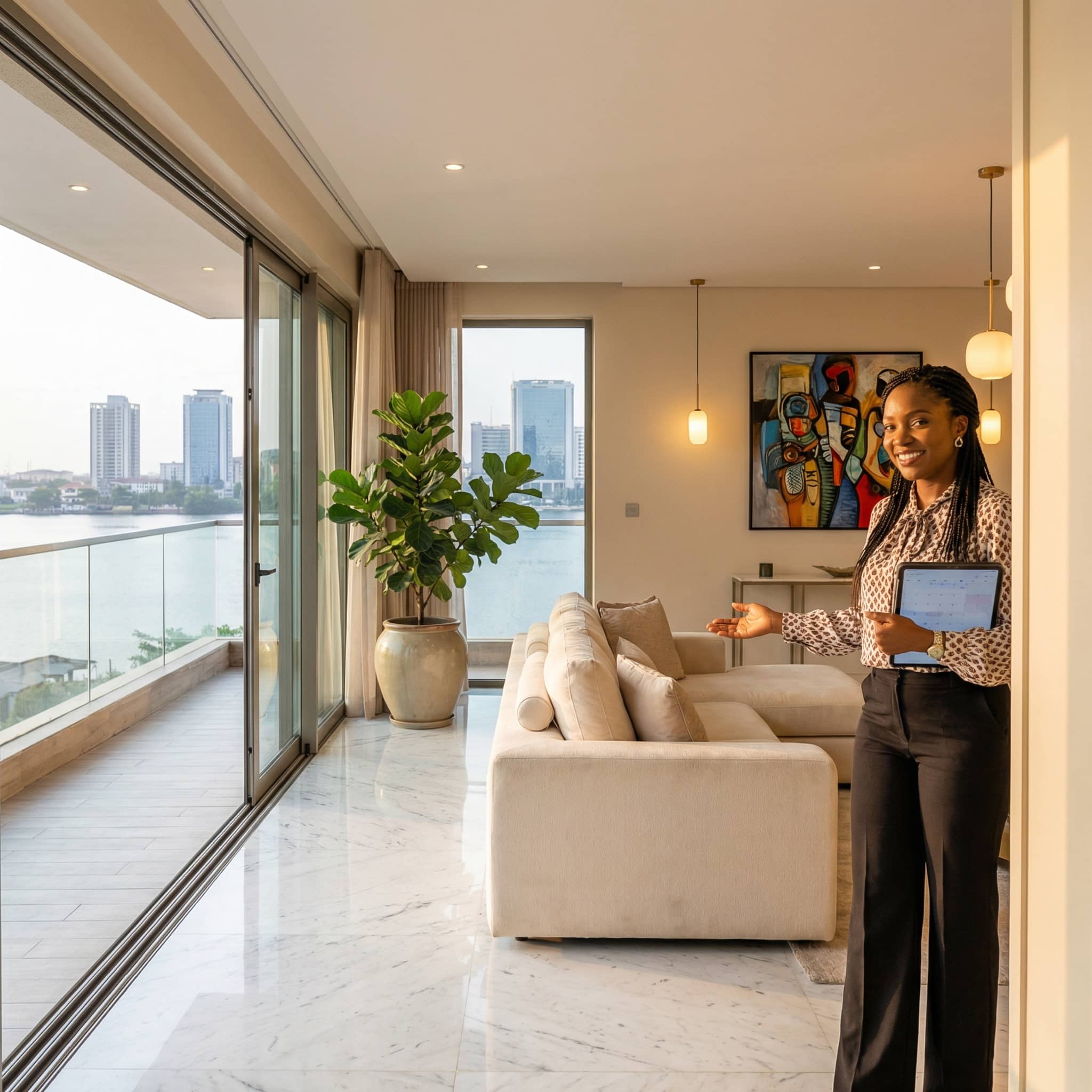 High-end property lifestyle with architectural background and natural lighting, reflecting local expertise and professional excellence.