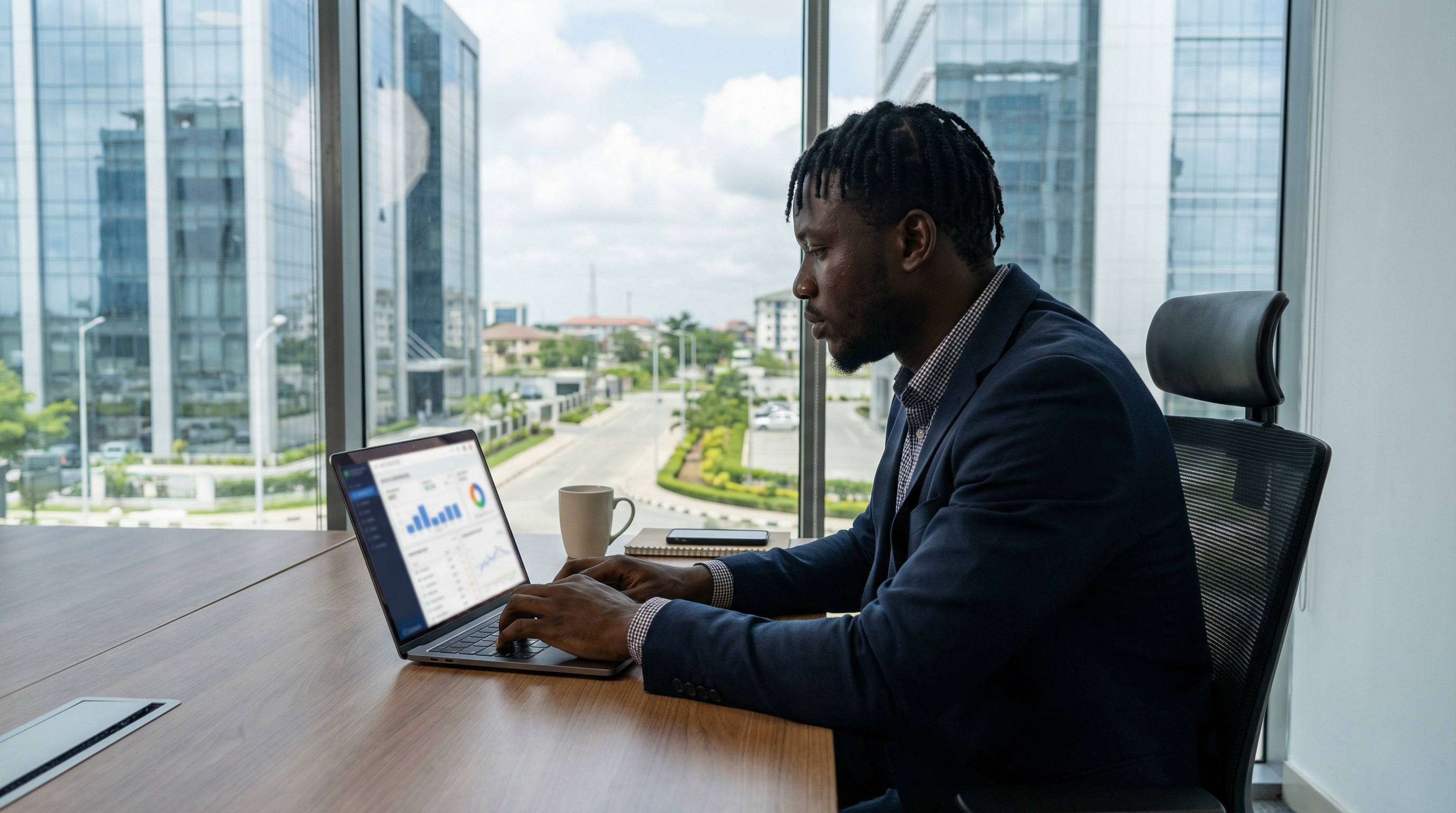 High-end property lifestyle with architectural background and natural lighting, reflecting global connectivity and professional excellence.