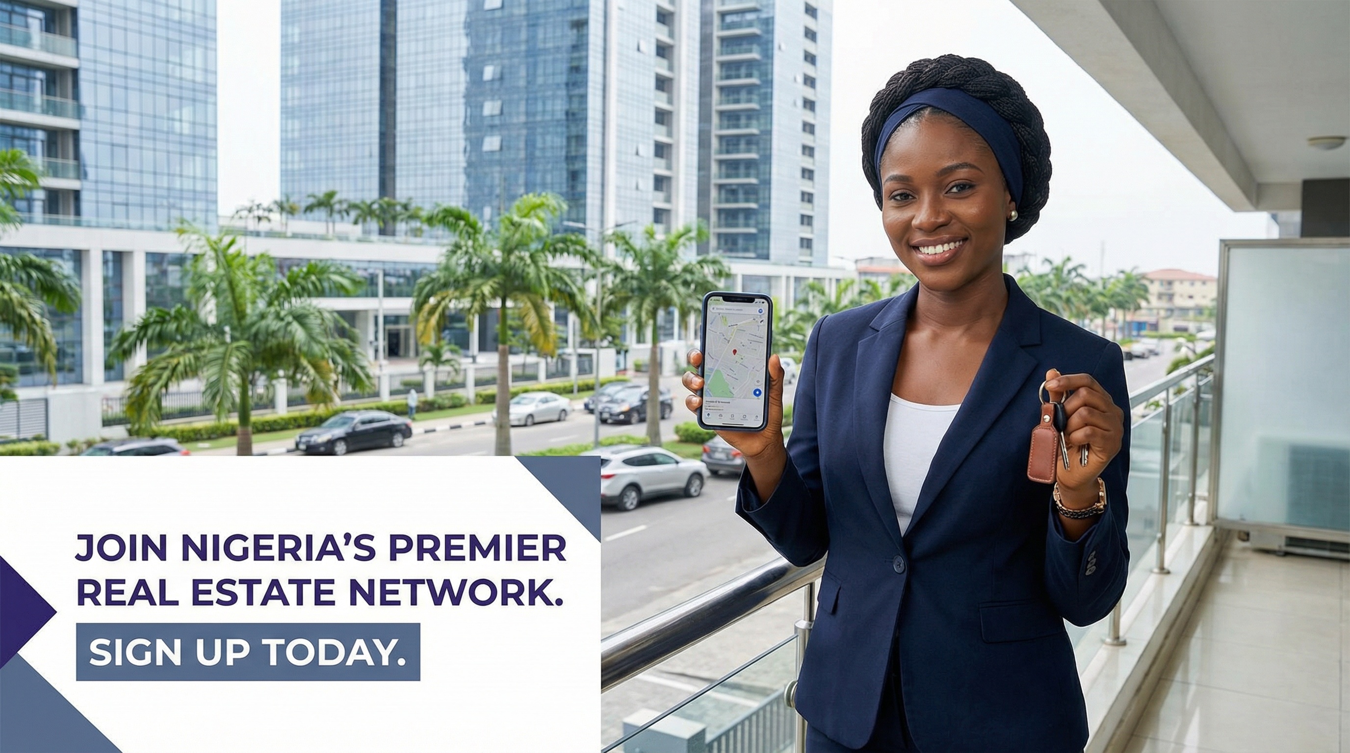 High-end property lifestyle with architectural background and natural lighting, reflecting global connectivity and professional excellence.