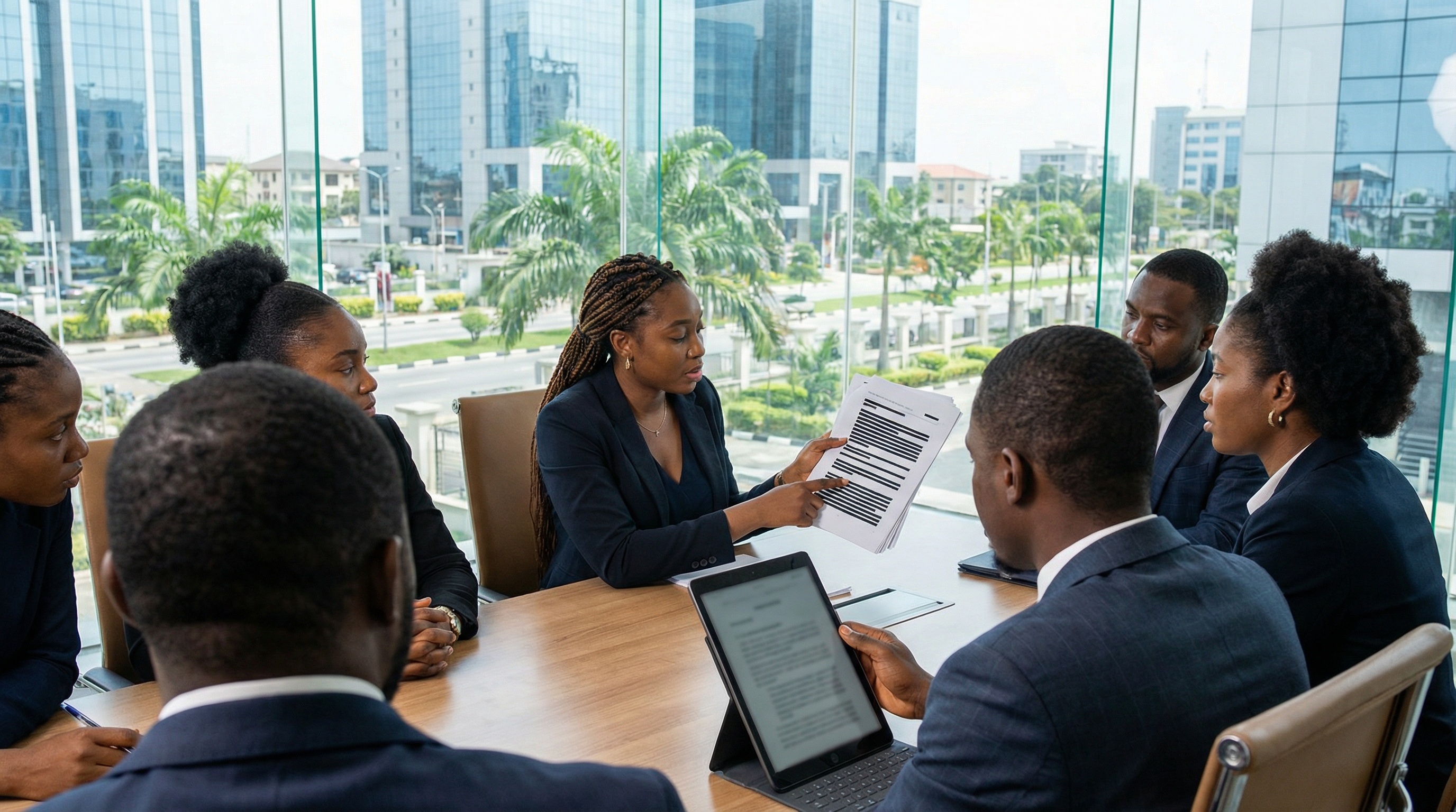 Legal center: diverse professionals in modern setting, trust and transparency.