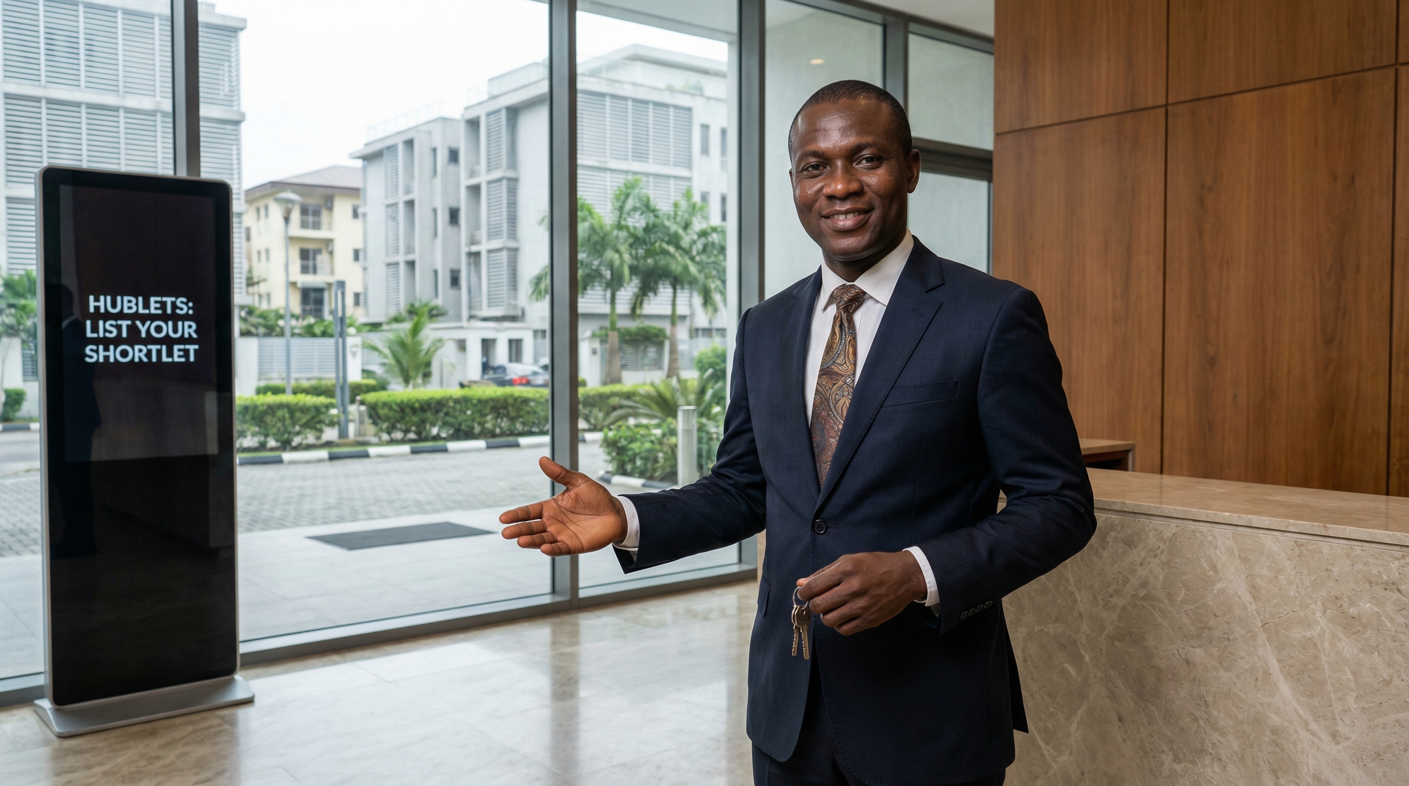 High-end property lifestyle with architectural background and natural lighting, reflecting global connectivity and professional excellence.