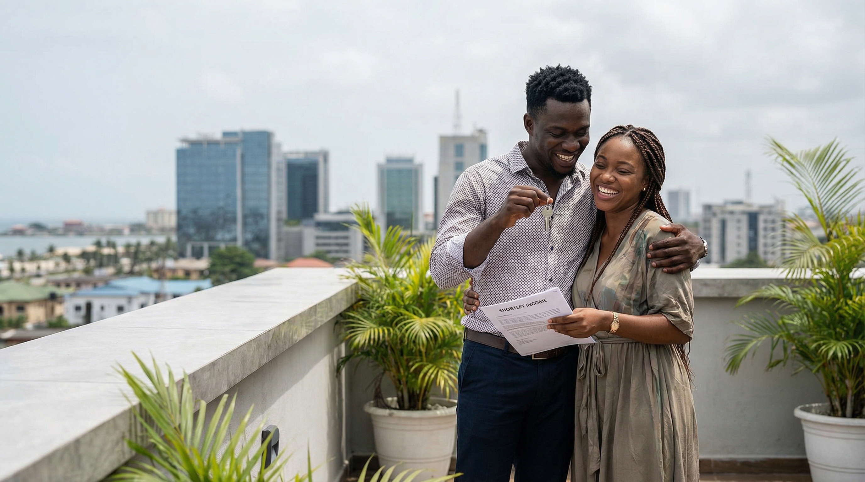 Professional with keys, welcoming gesture. Global connectivity and excellence.