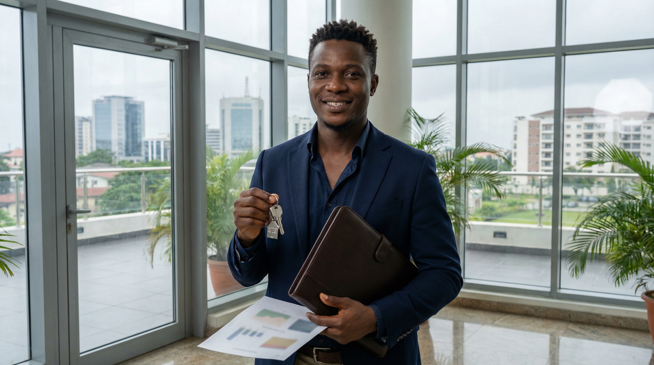 High-end property lifestyle with architectural background and natural lighting, reflecting global connectivity and professional excellence.