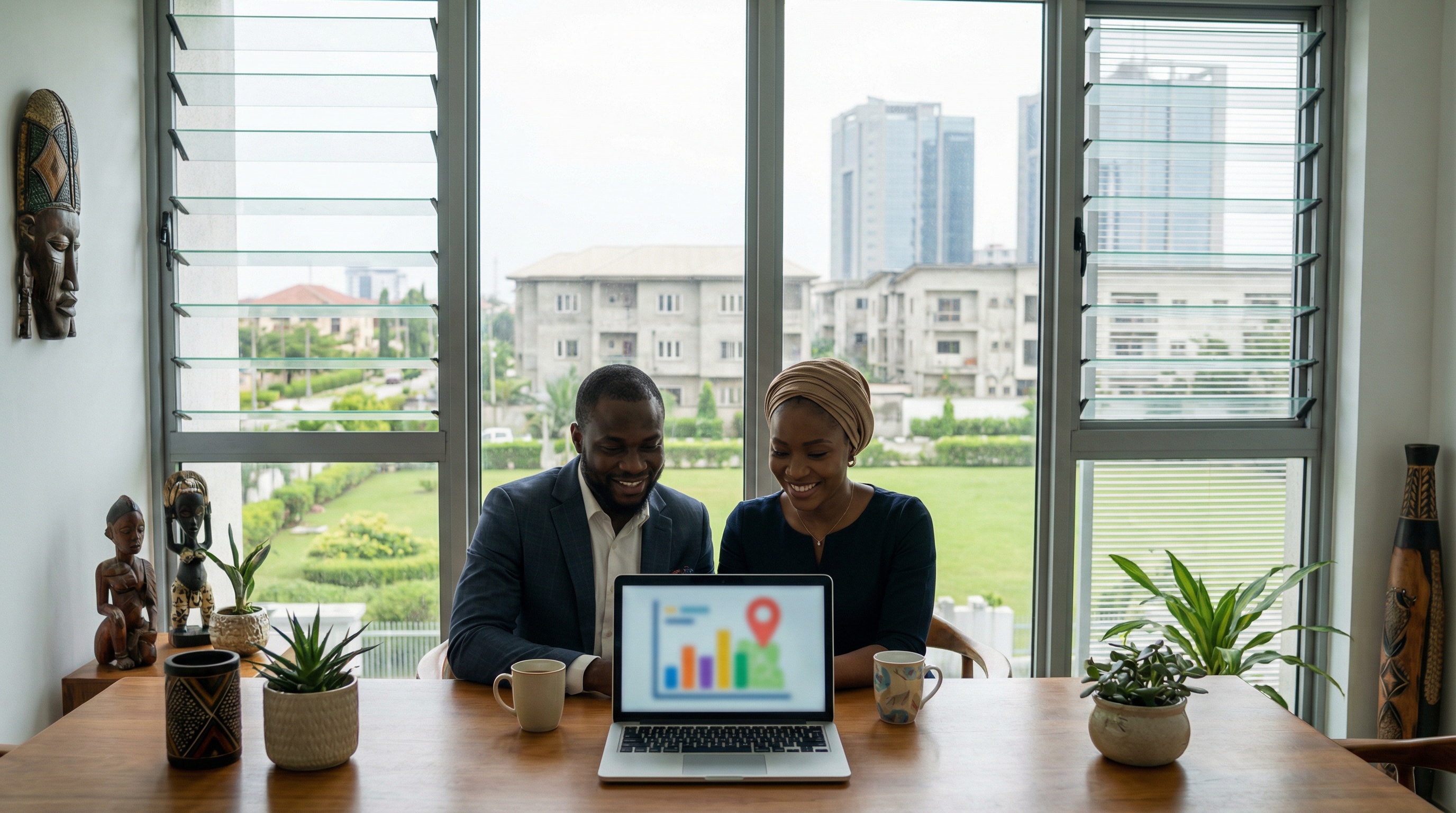 High-end property lifestyle with architectural background and natural lighting, reflecting global connectivity and professional excellence.