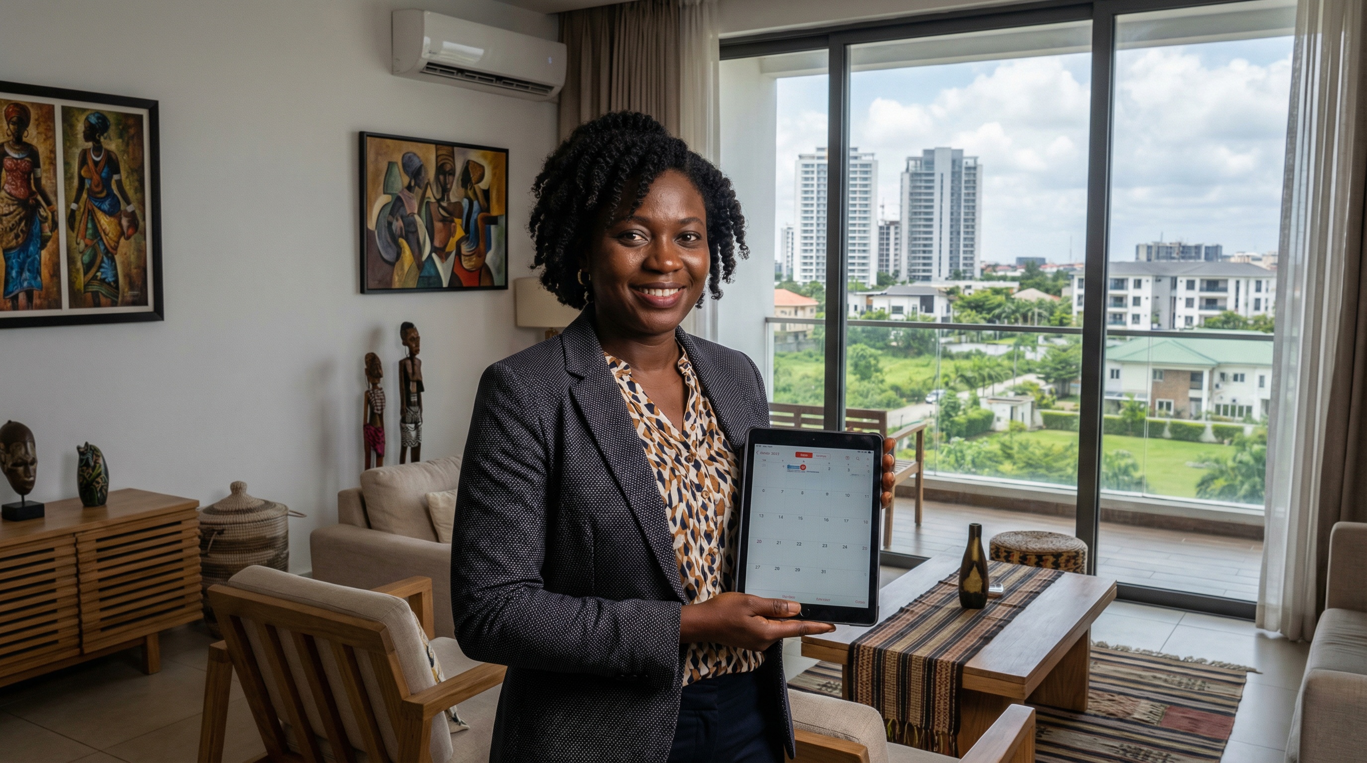 Nigerian hosts and guests in a luxury shortlet; professional excellence and hospitality on HubQuery Nigeria.