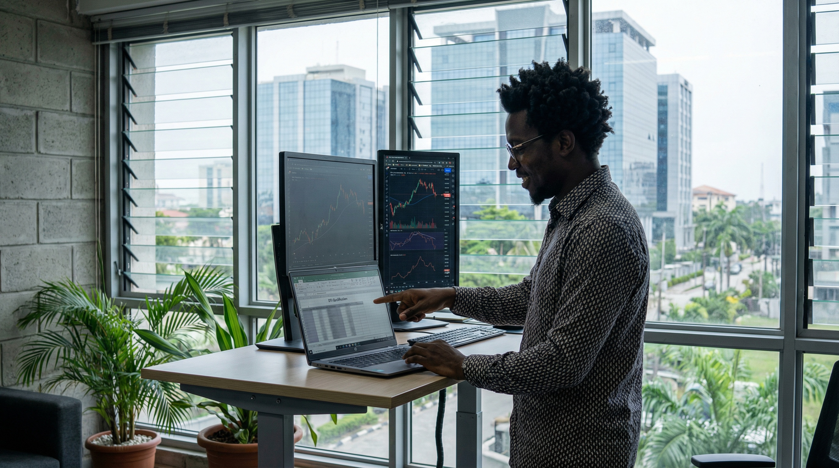 DTI calculator: professional reviewing income and debt-to-income worksheet, mortgage qualification, natural light, global connectivity and professional excellence.