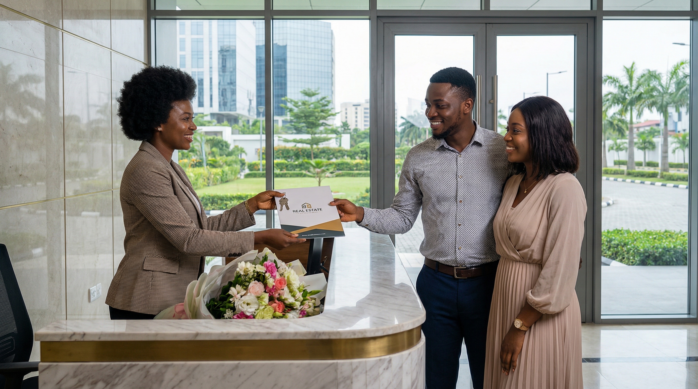 Modern luxury real estate: high-key lighting and architectural design, showcasing global connectivity and professional excellence.